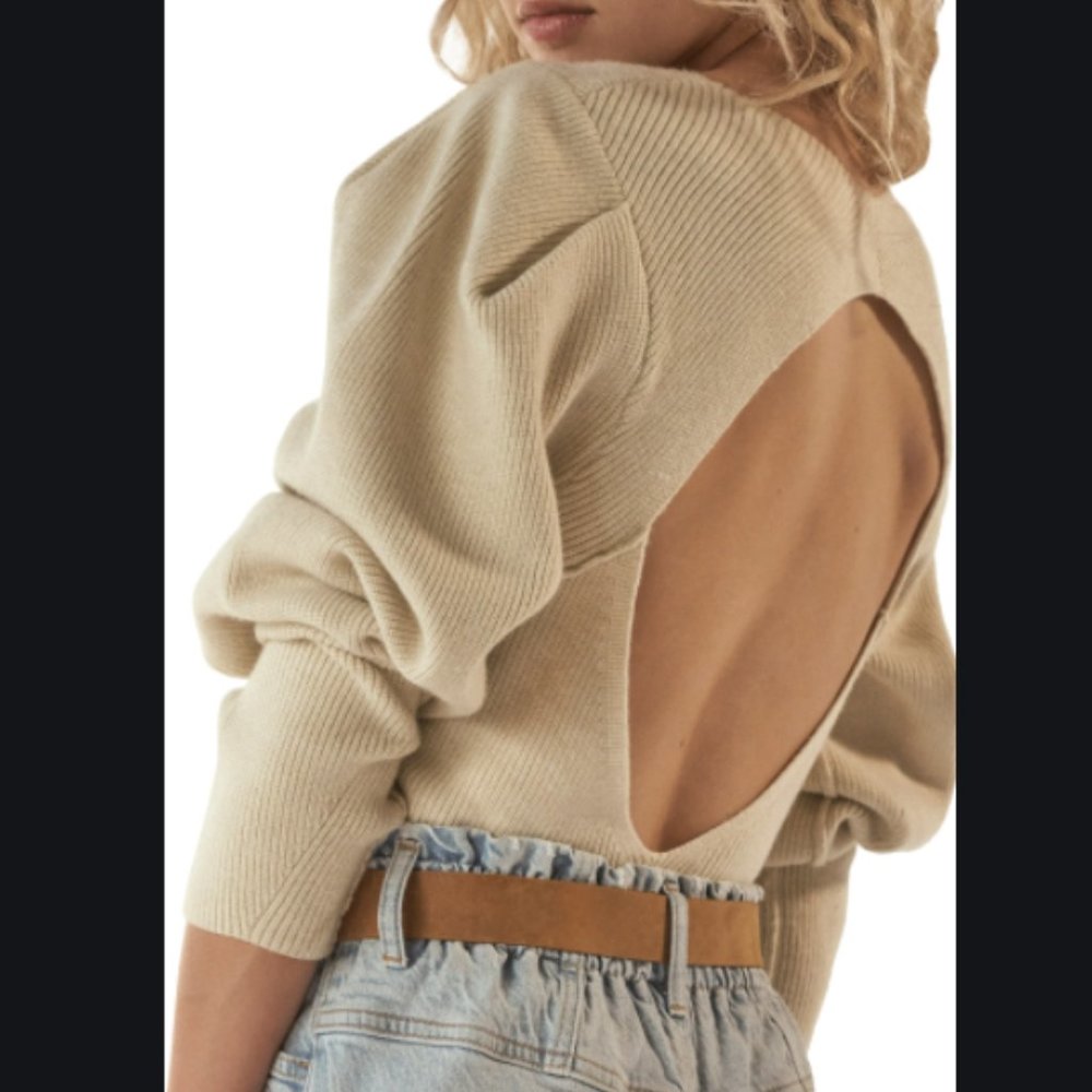 Free people Saffron Open Back Sweater S NWT